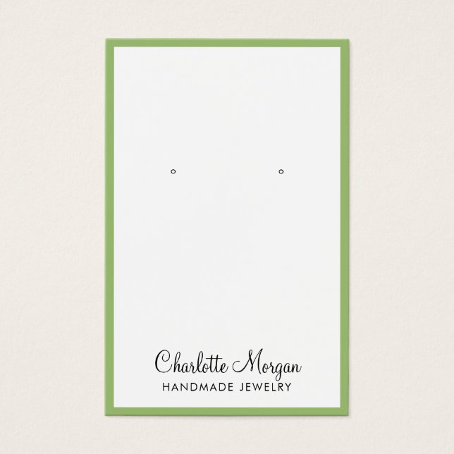 Script Name Green Border Earring Display Card (Front)