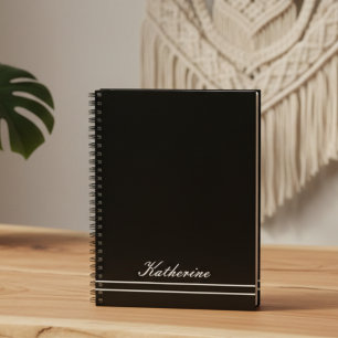 Script Name Minimalist Midnight Black Notebook