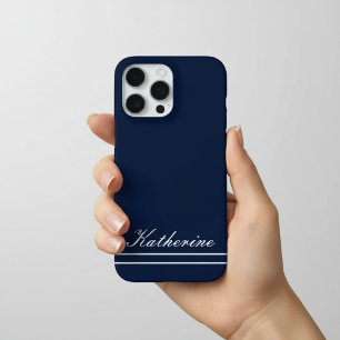 Script Name Minimalist Navy Blue iPhone 16 Pro Max Case