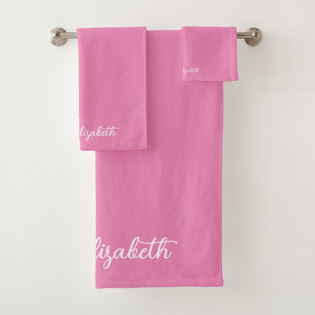 Script Name Modern Template Elegant Pink Feminine Bath Towel Set (Insitu)