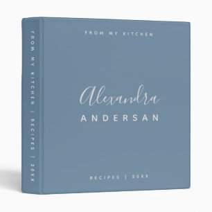 Script Name Monogram Dusty Blue Modern Minimalist Binder