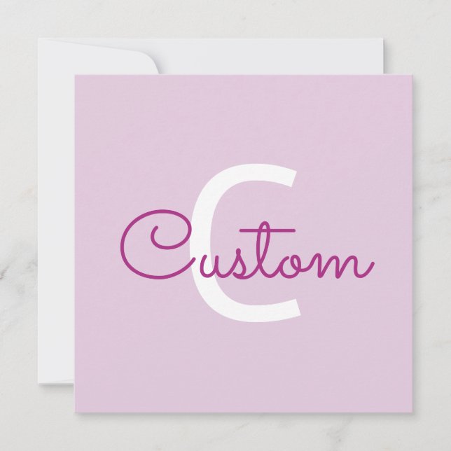 Script Name & Monogram | Magenta & Light Purple Card (Front)