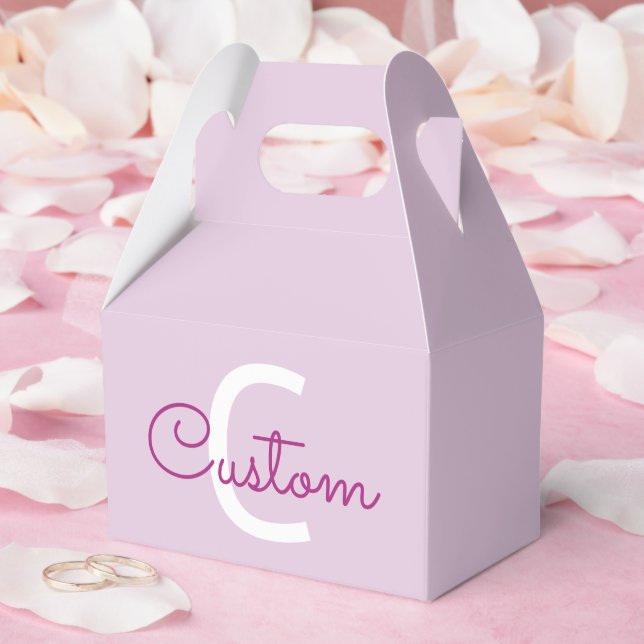 Script Name & Monogram | Magenta & Light Purple Favor Box (Wedding)