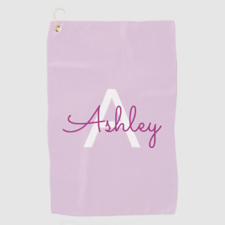 Script Name & Monogram | Magenta & Light Purple Golf Towel