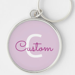 Script Name & Monogram   Magenta & Light Purple Keychain