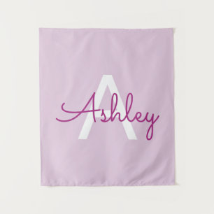 Script Name & Monogram   Magenta & Light Purple Tapestry