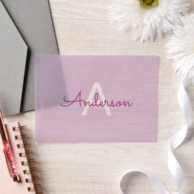 Script Name & Monogram | Magenta & Light Purple Vellum Invitations (Wedding)
