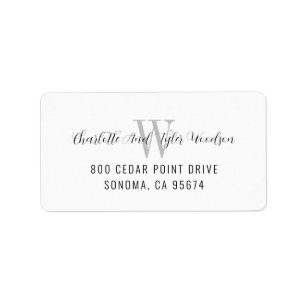 Script Name Monogram Newlywed Return Address  Label