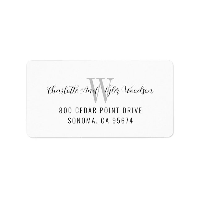 Script Name Monogram Newlywed Return Address  Label (Front)