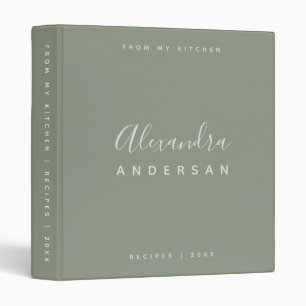 Script Name Monogram Sage Green Modern Minimalist Binder