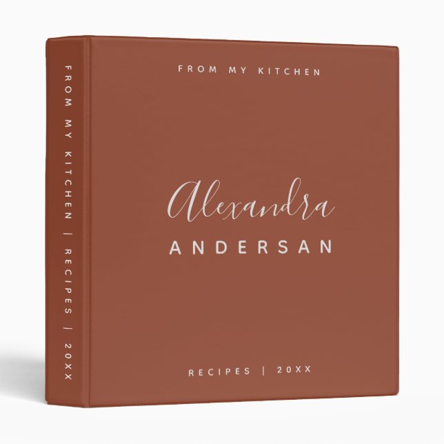 Script Name Monogram Terracotta Burnt Orange Moder Binder (Front/Spine)