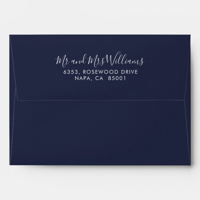 Script Name Navy Blue Return Address Envelope (Back (Top Flap))