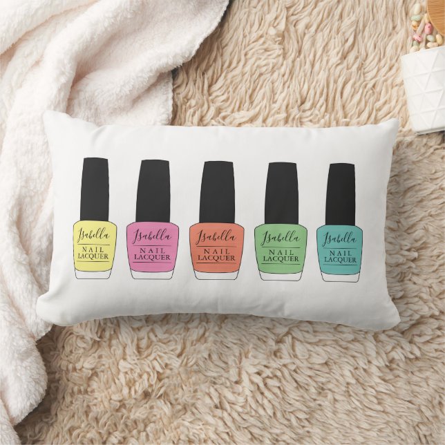 Script Name on Nail Polish Bottles Lumbar Pillow (Blanket)