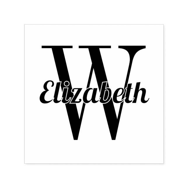 Script Name Over Single Initial #1 Self-inking Stamp (Design)