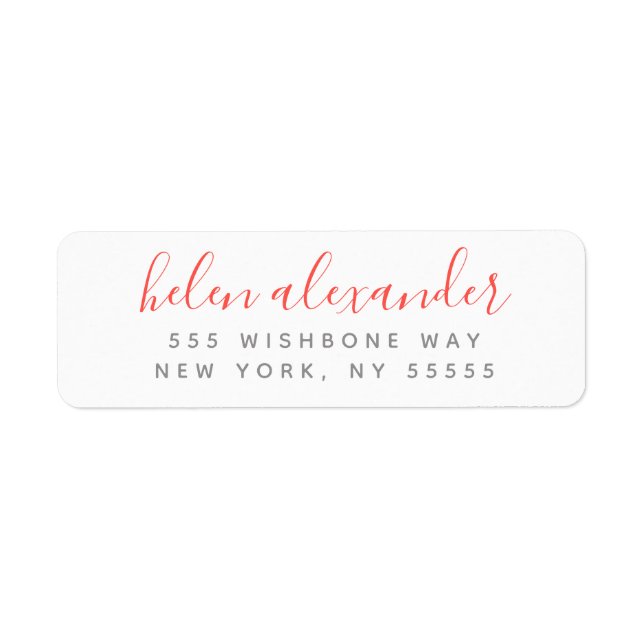 Script Name Personalized Coral Return Address (Front)