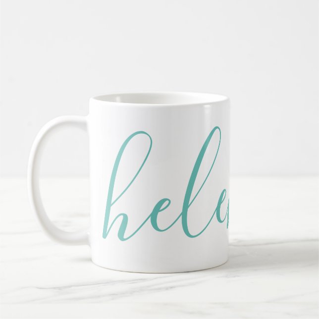 Script Name Personalized Custom Aqua Blue Mug  (Left)