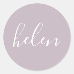 Script Name Personalized Dusty Purple Elegant Classic Round Sticker