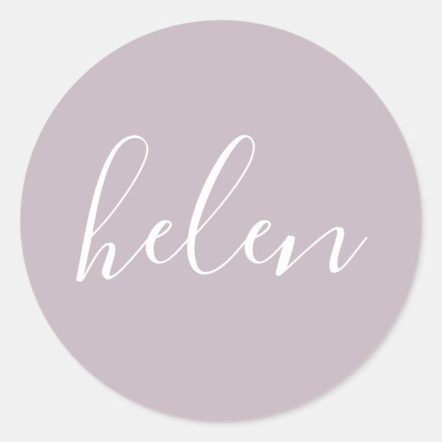 Script Name Personalized Dusty Purple Elegant Classic Round Sticker (Front)