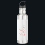 Script Name Personalized Gift Custom Pink 710 Ml Water Bottle<br><div class="desc">A gorgeous water bottle featuring a custom name in a modern,  elegant script font. In pink and white. Wonderful as a mother's day,  holiday,  birthday,  housewarming or bridesmaid gift.</div>