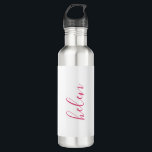 Script Name Personalized Gift Custom Pink 710 Ml Water Bottle<br><div class="desc">A gorgeous water bottle featuring a custom name in a modern,  elegant script font. In pink and white. Wonderful as a Mother's Day,  holiday,  birthday,  housewarming or bridesmaid gift.</div>