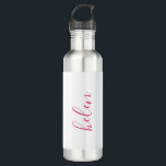 Script Name Personalized Gift Custom Pink 710 Ml Water Bottle<br><div class="desc">A gorgeous water bottle featuring a custom name in a modern,  elegant script font. In pink and white. Wonderful as a Mother's Day,  holiday,  birthday,  housewarming or bridesmaid gift.</div>