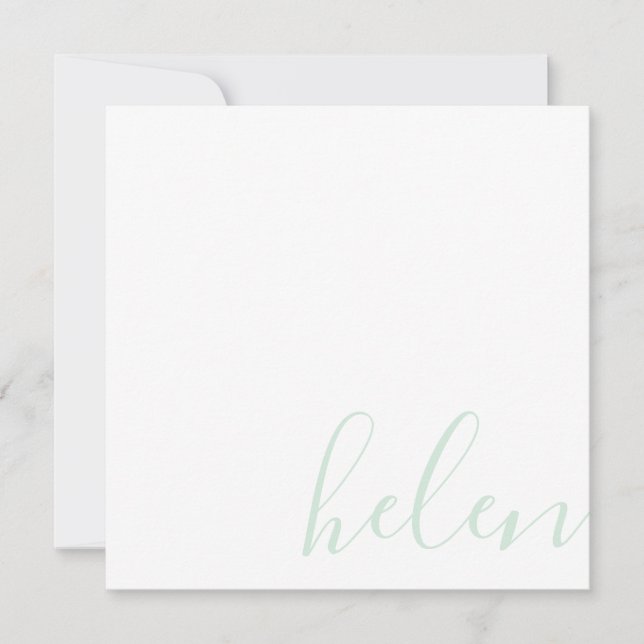 Script Name Personalized Pastel Mint Green Card (Front)