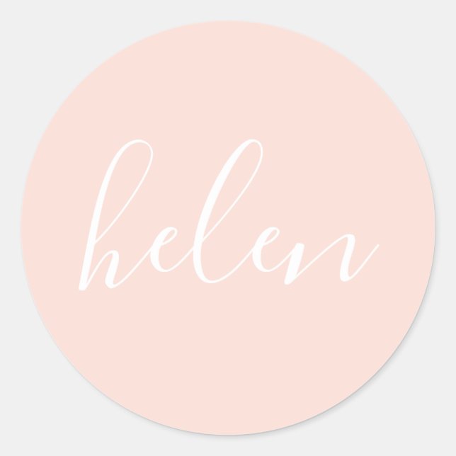 Script Name Personalized Pastel Peach Elegant Classic Round Sticker (Front)