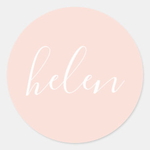 Script Name Personalized Pastel Peach Elegant Classic Round Sticker