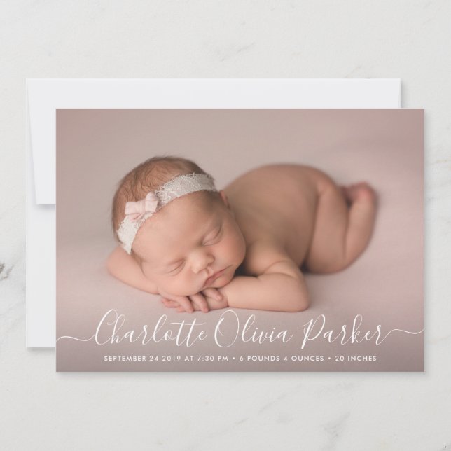 Script Name Photo Overlay Birth Announcement (Front)