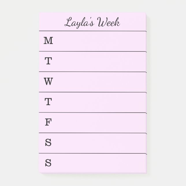 Script Name Pink Weekly To Do List Notes (Front)