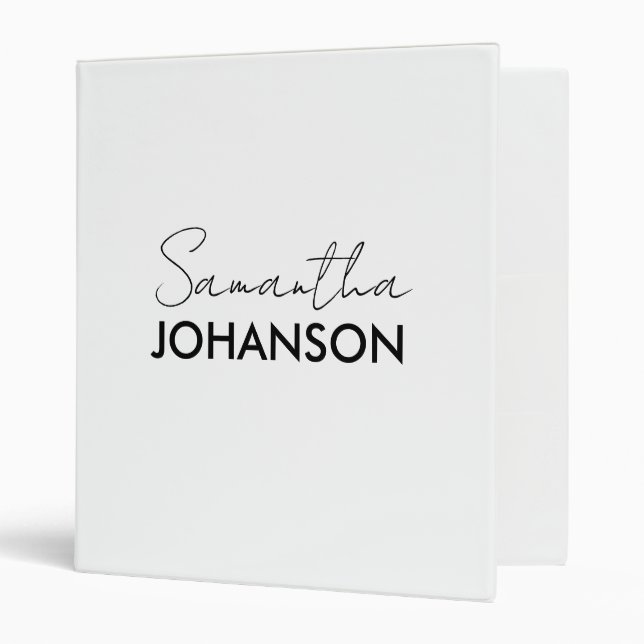 Script Name Sophisticated Minimalist Stationery Binder (Front/Inside)
