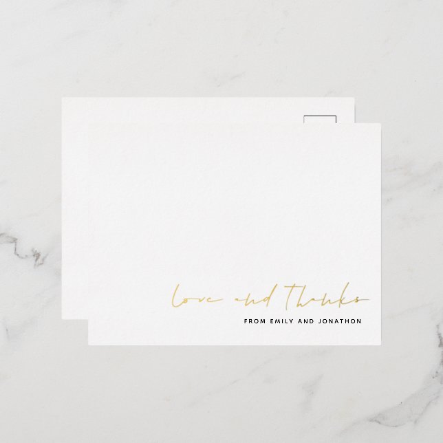 Script Name Wedding Love Thanks Real Foil Postcard (Front/Back)