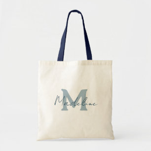 Script navyblue custompersonalized bridesmaid gift tote bag