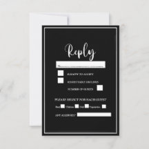 Script noir et blanc élégant RSVP