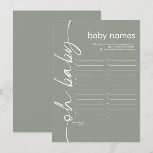 Script Oh Baby Names Jeu de douche Carte de taille
