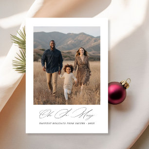Script Oh So Merry Joyful Photo Christmas Simple Holiday Card