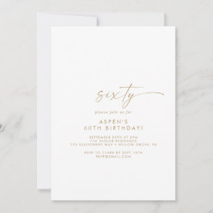 Script Or moderne 60e anniversaire Invitation fête