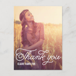 Script Overlay Graduation Thank You Card