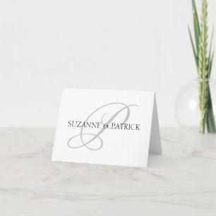 Script P Monogram Notecard (Silver / Black)