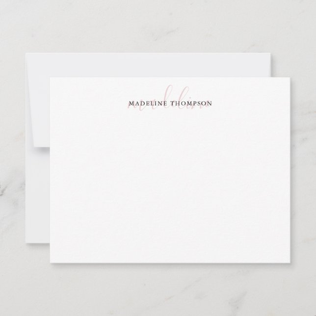 Script Pale Pink With Black Overlay Text Note Card (Front)