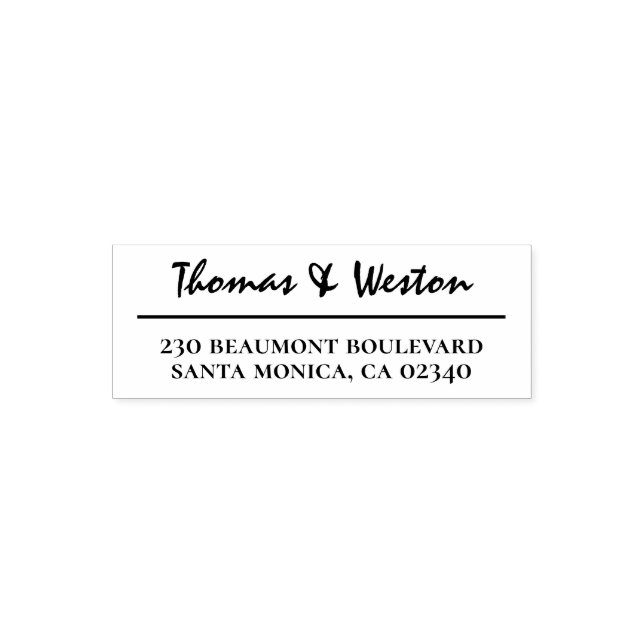 Script Partner Names Professional Return Address Self-inking Stamp (Design)
