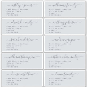 Script Pastel Blue Wedding Guest Address Labels