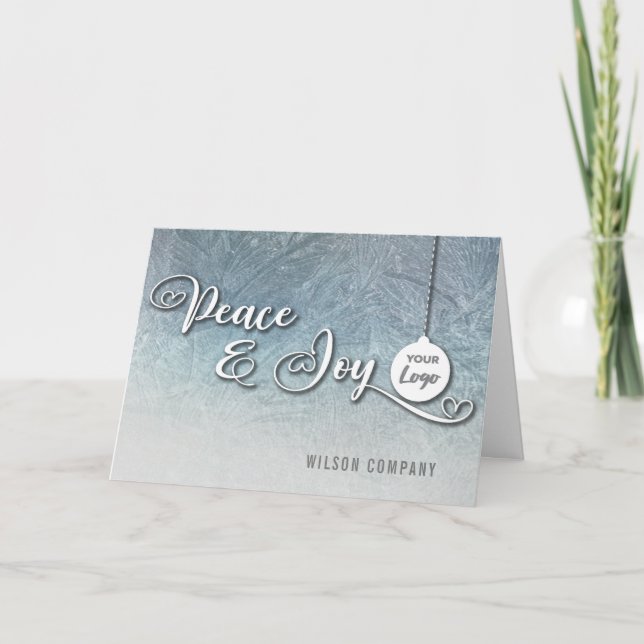 Script Peace & joy corporate logo Holiday Card (Front)