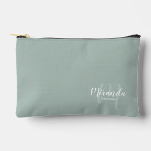 Script Personalized Bridesmaid Monogram Name Accessory Pouch