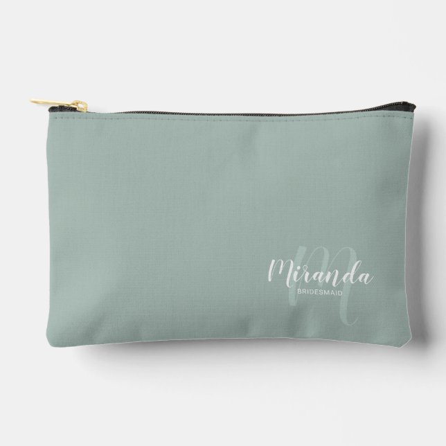 Script Personalized Bridesmaid Monogram Name Accessory Pouch (Front)