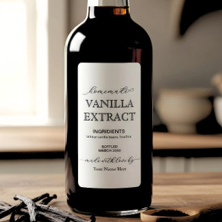 Script Personalized Homemade Vanilla Extract Label