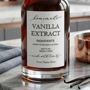 Script Personalized Homemade Vanilla Extract Label