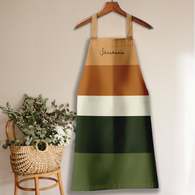 Script Personalized Stripe All-Over Print Apron (Creator Uploaded)