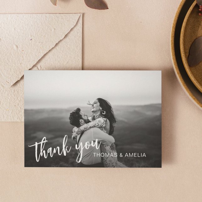 Script Photo Custom Message Wedding Thank You Card (Creator Uploaded)