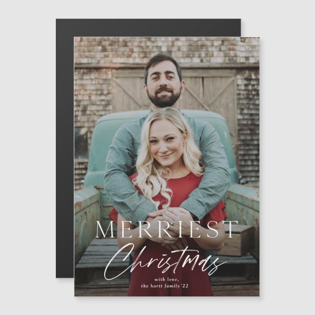 Script photo de Noël la plus belle carte magnétiqu (Devant / Derrière)